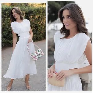 NWT Zara Pleaded Midi Dress with Cut out Detail